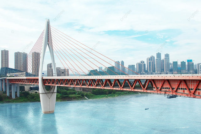 KJialing mit Jialing River Bridge in